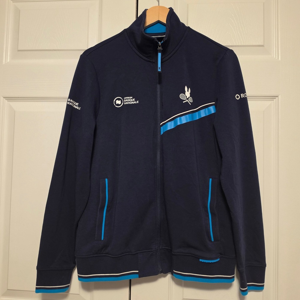 Psycho Bunny Omnium Banque Nationale Tennis Track Jacket Navy Blue Size Small